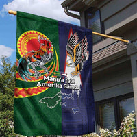 Manuʻa Islands and American Samoa Together Garden Flag Rooster and Eagle Mascot National Map and Flag Style