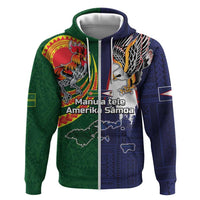 Manuʻa Islands and American Samoa Together Hoodie Rooster and Eagle Mascot National Map and Flag Style