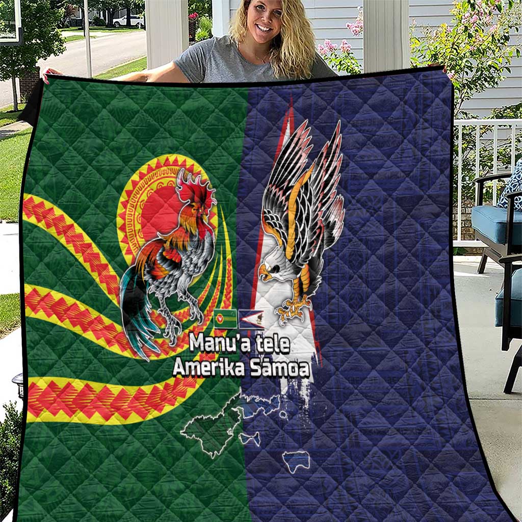 Manuʻa Islands and American Samoa Together Quilt Rooster and Eagle Mascot National Map and Flag Style
