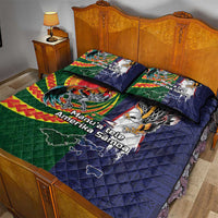 Manuʻa Islands and American Samoa Together Quilt Bed Set Rooster and Eagle Mascot National Map and Flag Style