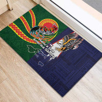 Manuʻa Islands and American Samoa Together Rubber Doormat Rooster and Eagle Mascot National Map and Flag Style