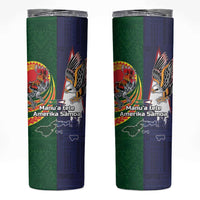 Manuʻa Islands and American Samoa Together Skinny Tumbler Rooster and Eagle Mascot National Map and Flag Style