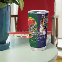 Manuʻa Islands and American Samoa Together Tumbler Cup Rooster and Eagle Mascot National Map and Flag Style