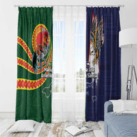Manuʻa Islands and American Samoa Together Window Curtain Rooster and Eagle Mascot National Map and Flag Style