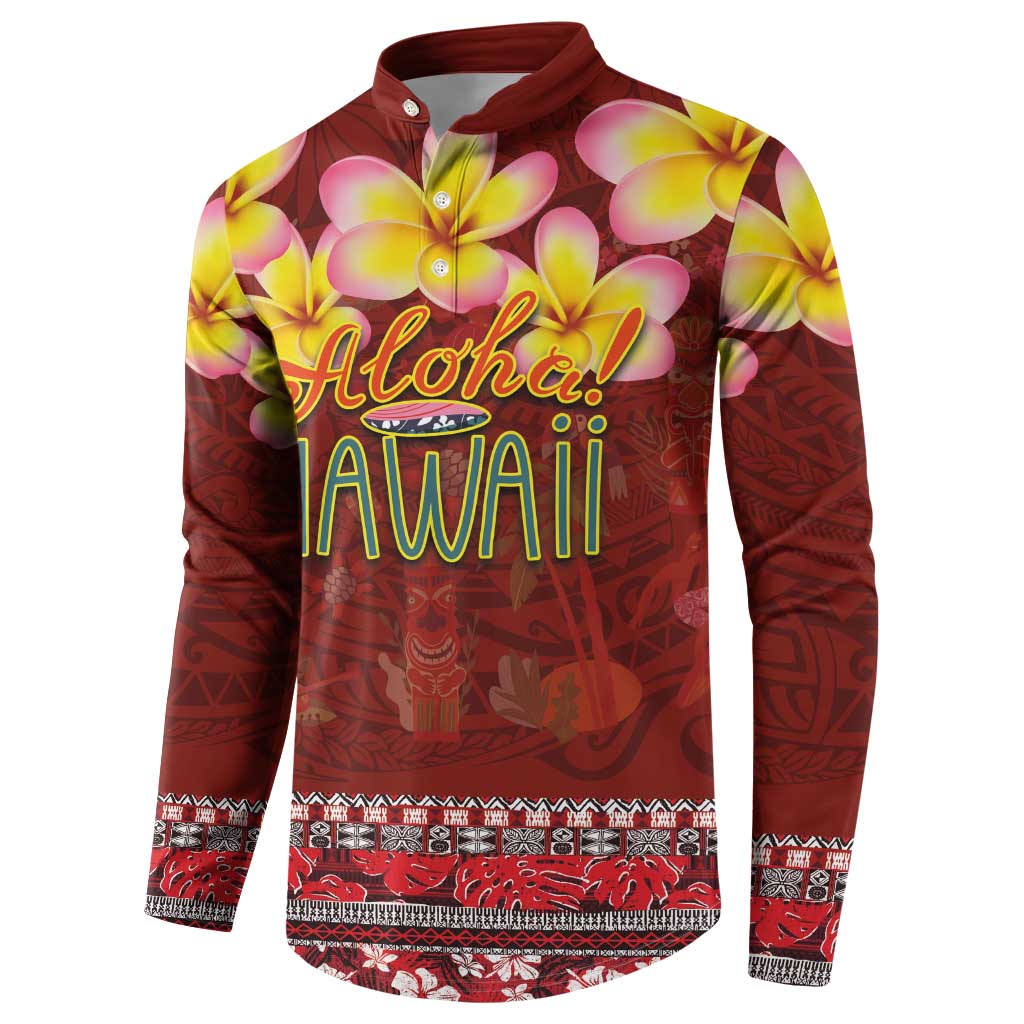 Aloha Plumeria Flowers Button Sweatshirt With Hawaiian Style Tapa Tribal