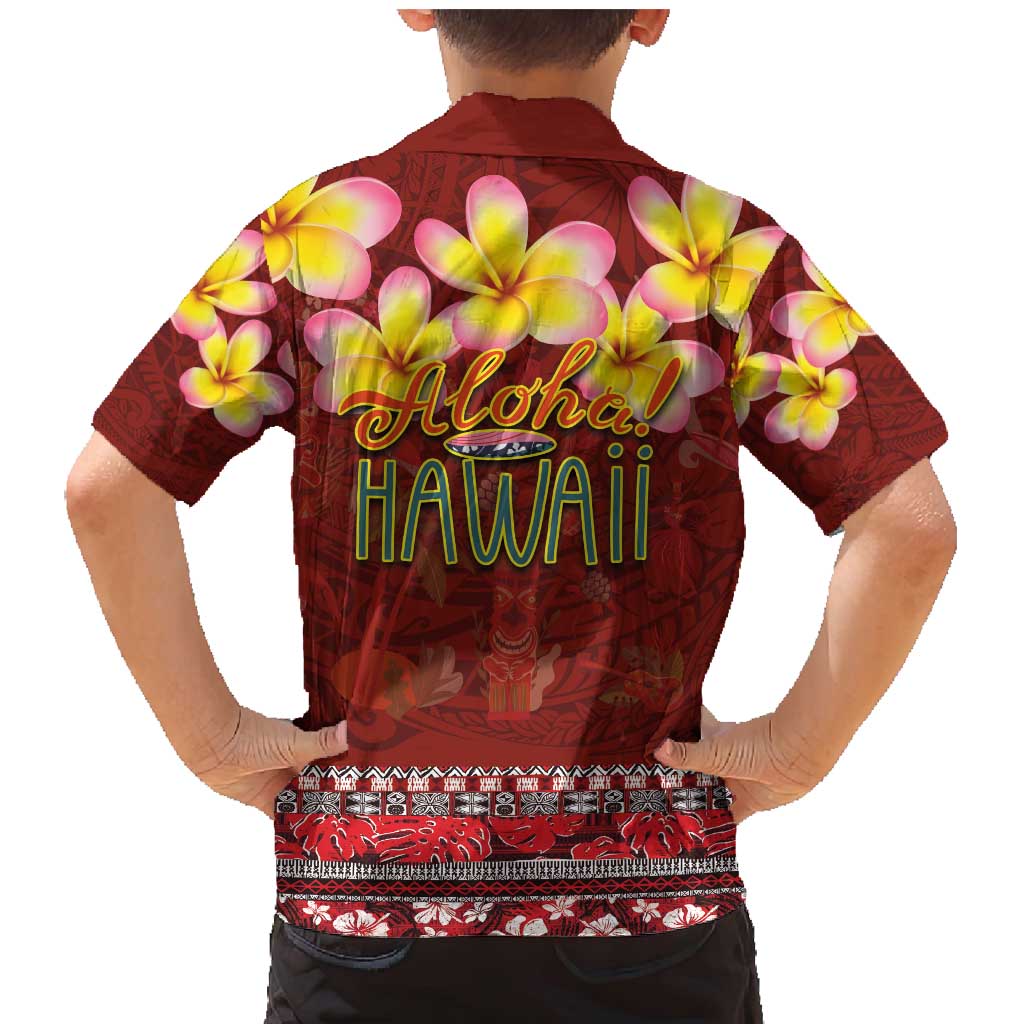 Aloha Plumeria Flowers Family Matching Mermaid Dress and Hawaiian Shirt With Hawaiian Style Tapa Tribal