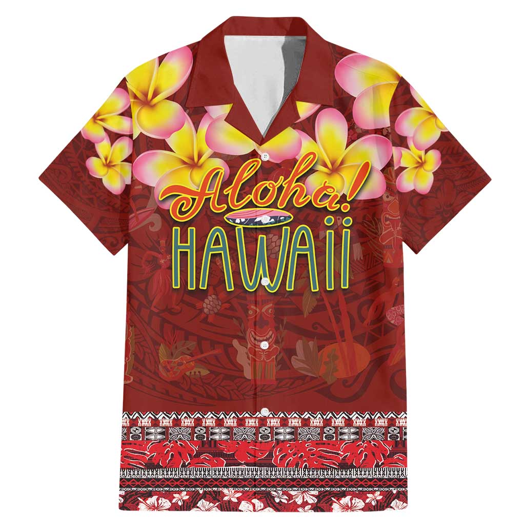Aloha Plumeria Flowers Family Matching Mermaid Dress and Hawaiian Shirt With Hawaiian Style Tapa Tribal