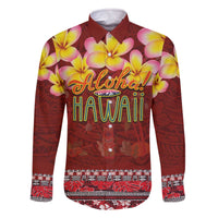 Aloha Plumeria Flowers Family Matching Off Shoulder Short Dress and Hawaiian Shirt With Hawaiian Style Tapa Tribal
