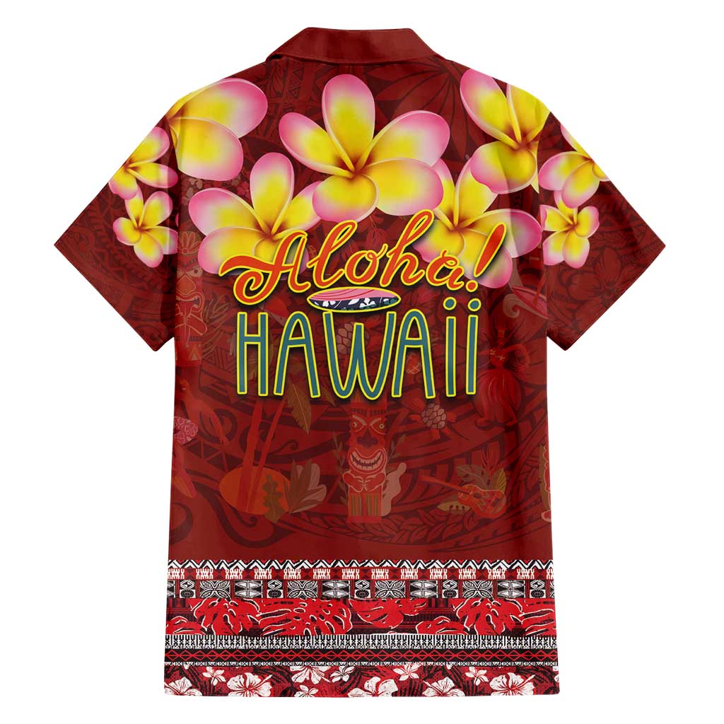 Aloha Plumeria Flowers Family Matching Short Sleeve Bodycon Dress and Hawaiian Shirt With Hawaiian Style Tapa Tribal