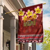 Aloha Plumeria Flowers Garden Flag With Hawaiian Style Tapa Tribal LT03 House Flag Red - Polynesian Pride