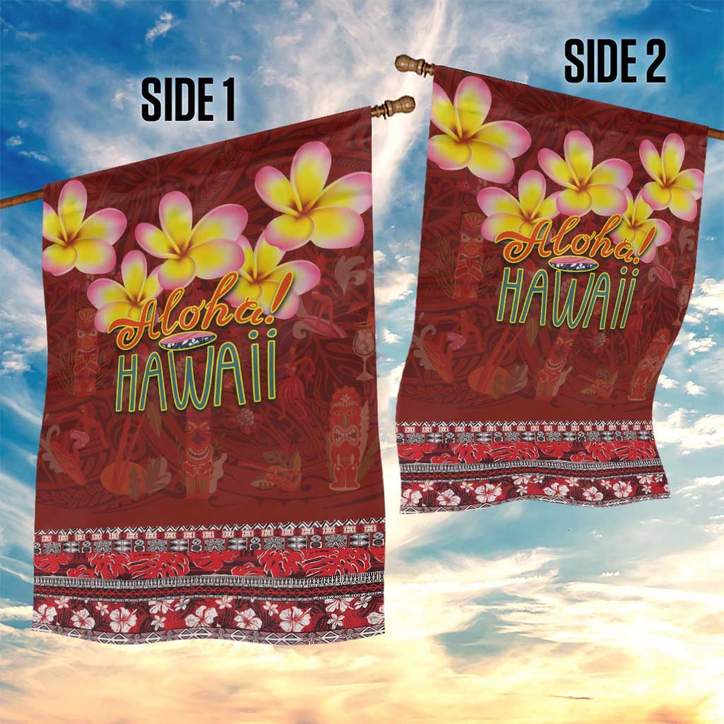 Aloha Plumeria Flowers Garden Flag With Hawaiian Style Tapa Tribal LT03 - Polynesian Pride