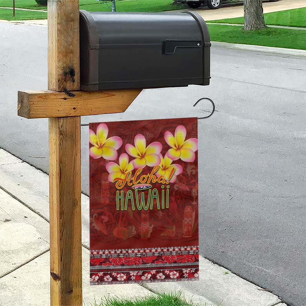Aloha Plumeria Flowers Garden Flag With Hawaiian Style Tapa Tribal LT03 - Polynesian Pride