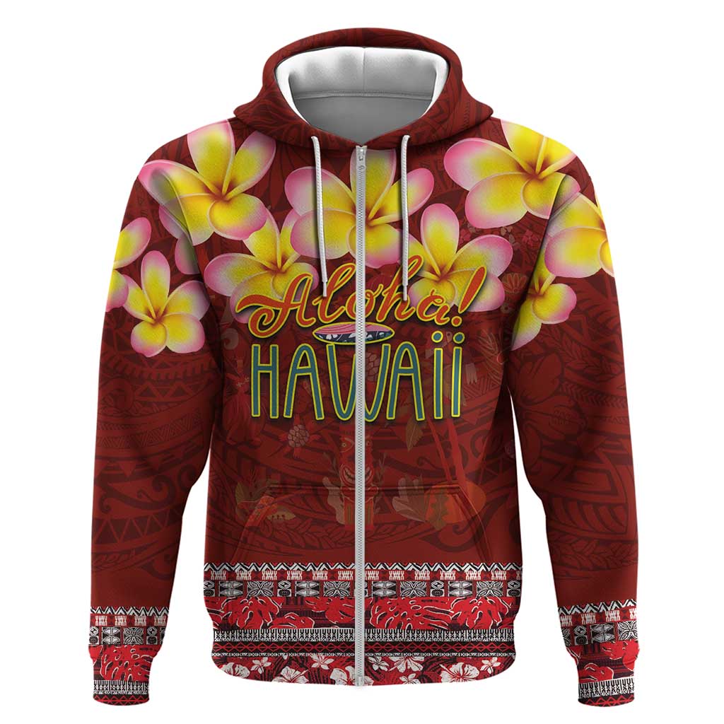 Aloha Plumeria Flowers Hoodie With Hawaiian Style Tapa Tribal
