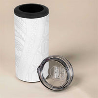 Niue White Sunday 4 in 1 Can Cooler Tumbler Hiapo Tribal Art Tattoos - Polynesian Pride