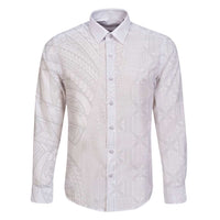 Niue White Sunday Family Matching Off Shoulder Maxi Dress and Hawaiian Shirt Hiapo Tribal Art Tattoos - Polynesian Pride