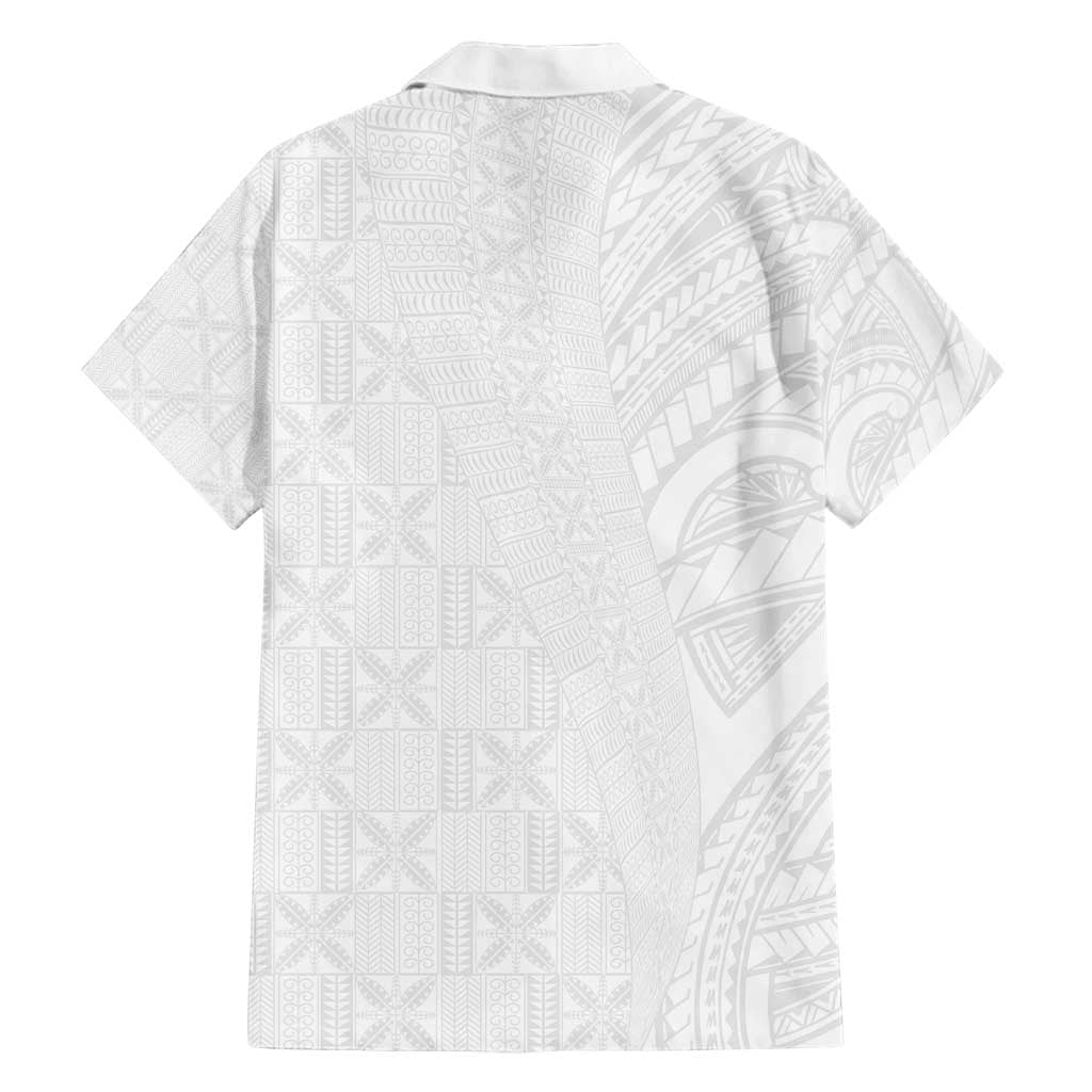 Niue White Sunday Family Matching Puletasi and Hawaiian Shirt Hiapo Tribal Art Tattoos - Polynesian Pride