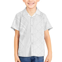 Niue White Sunday Family Matching Puletasi and Hawaiian Shirt Hiapo Tribal Art Tattoos - Polynesian Pride