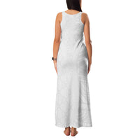 Niue White Sunday Family Matching Tank Maxi Dress and Hawaiian Shirt Hiapo Tribal Art Tattoos - Polynesian Pride