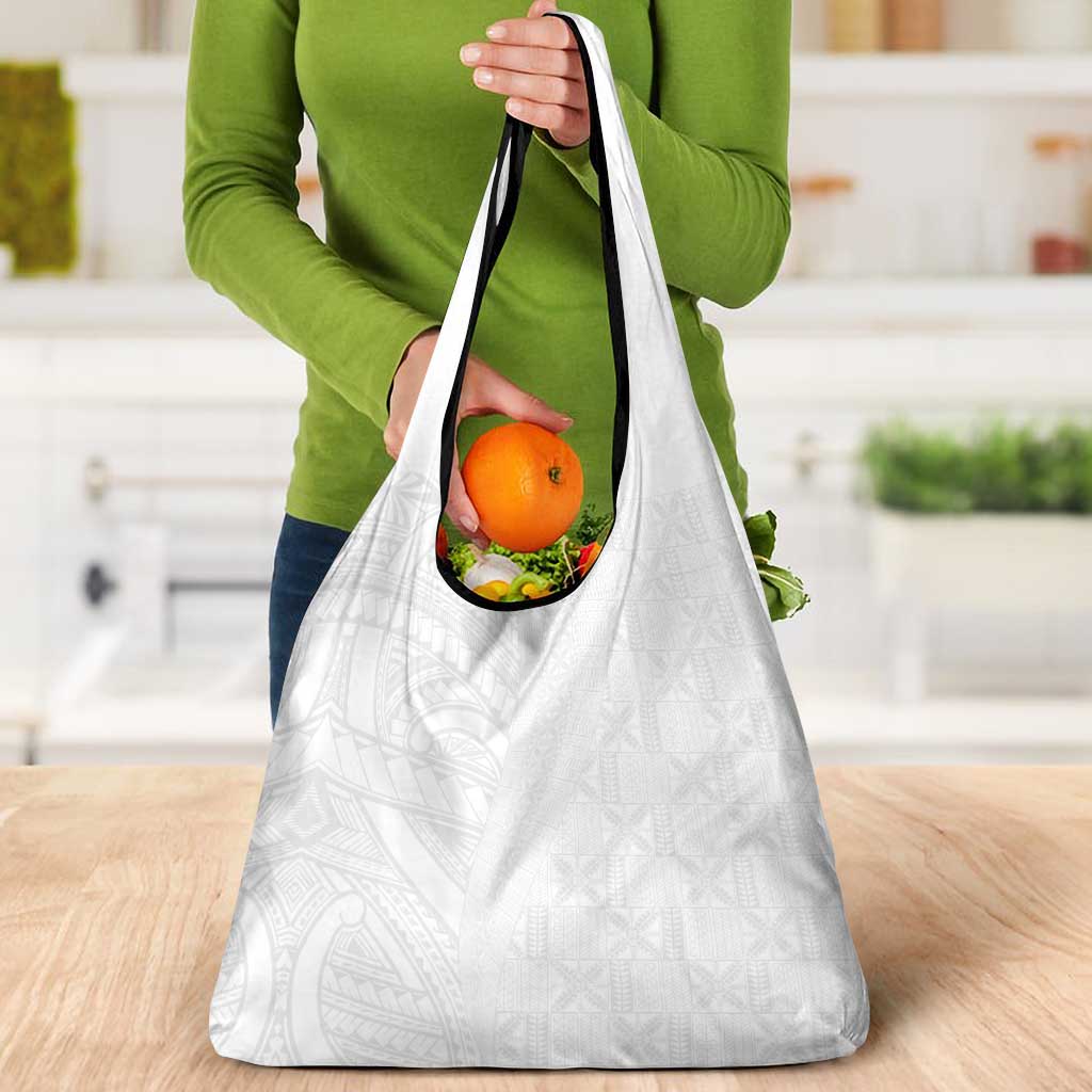 Niue White Sunday Grocery Bag Hiapo Tribal Art Tattoos - Polynesian Pride