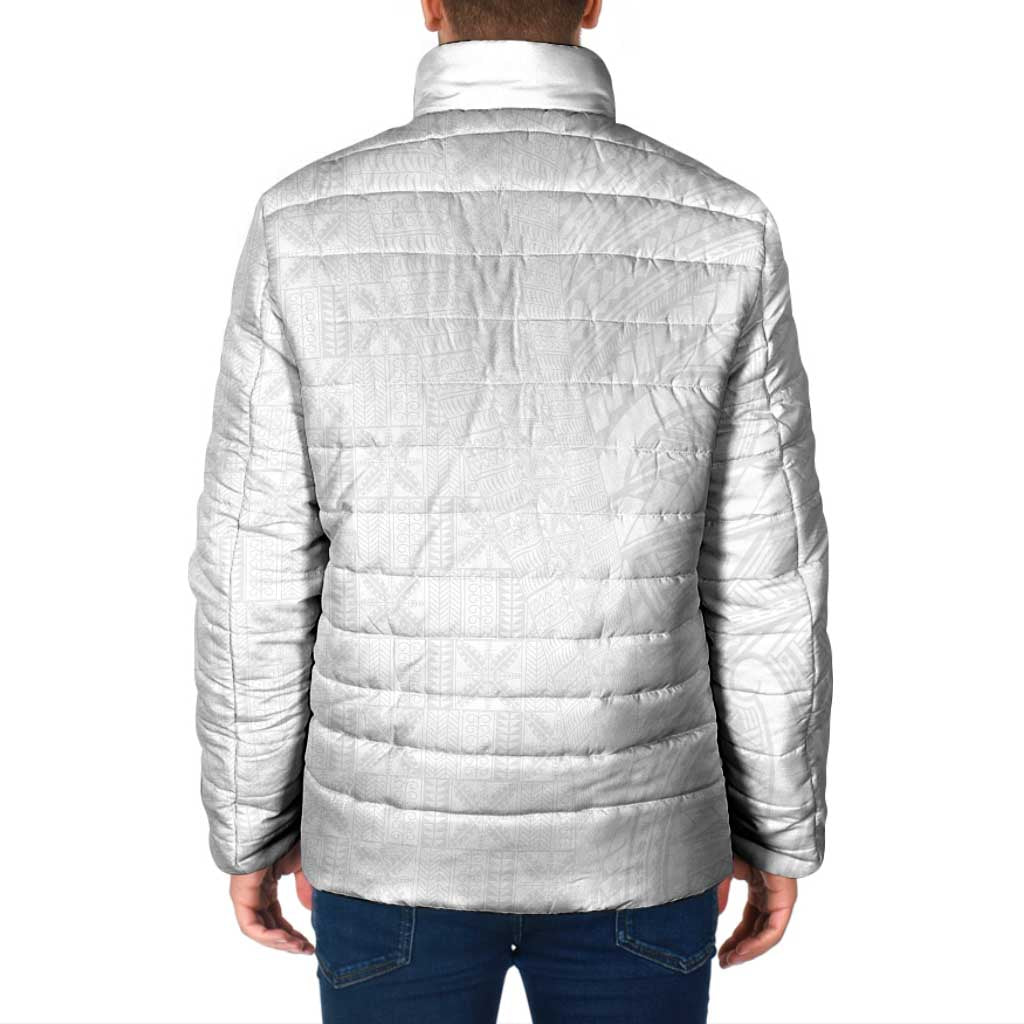 Niue White Sunday Padded Jacket Hiapo Tribal Art Tattoos LT03 - Polynesian Pride