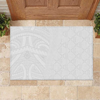 Niue White Sunday Rubber Doormat Hiapo Tribal Art Tattoos - Polynesian Pride
