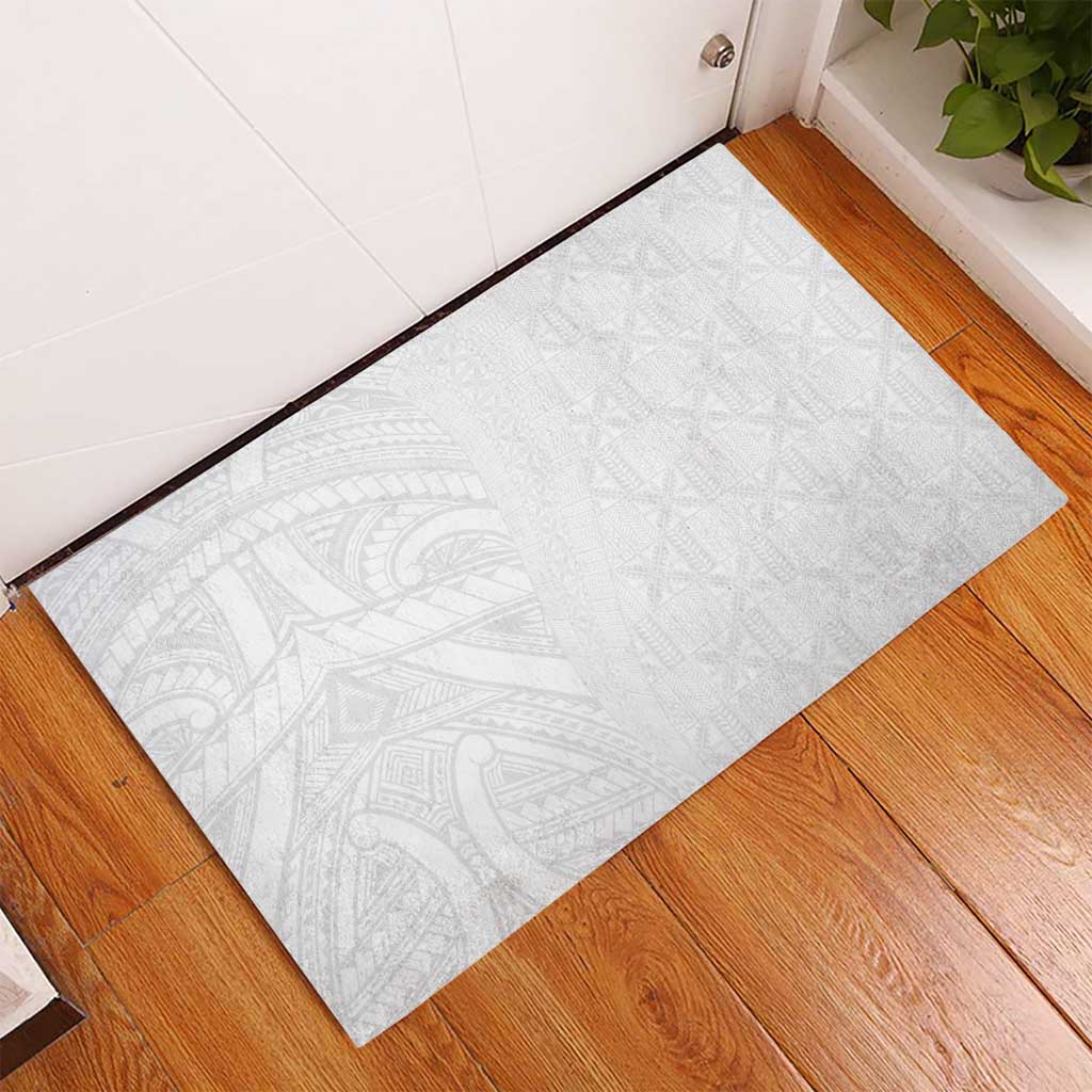 Niue White Sunday Rubber Doormat Hiapo Tribal Art Tattoos - Polynesian Pride