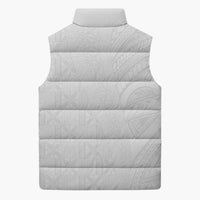 Niue White Sunday Sleeveless Puffer Jacket Hiapo Tribal Art Tattoos LT03 - Polynesian Pride