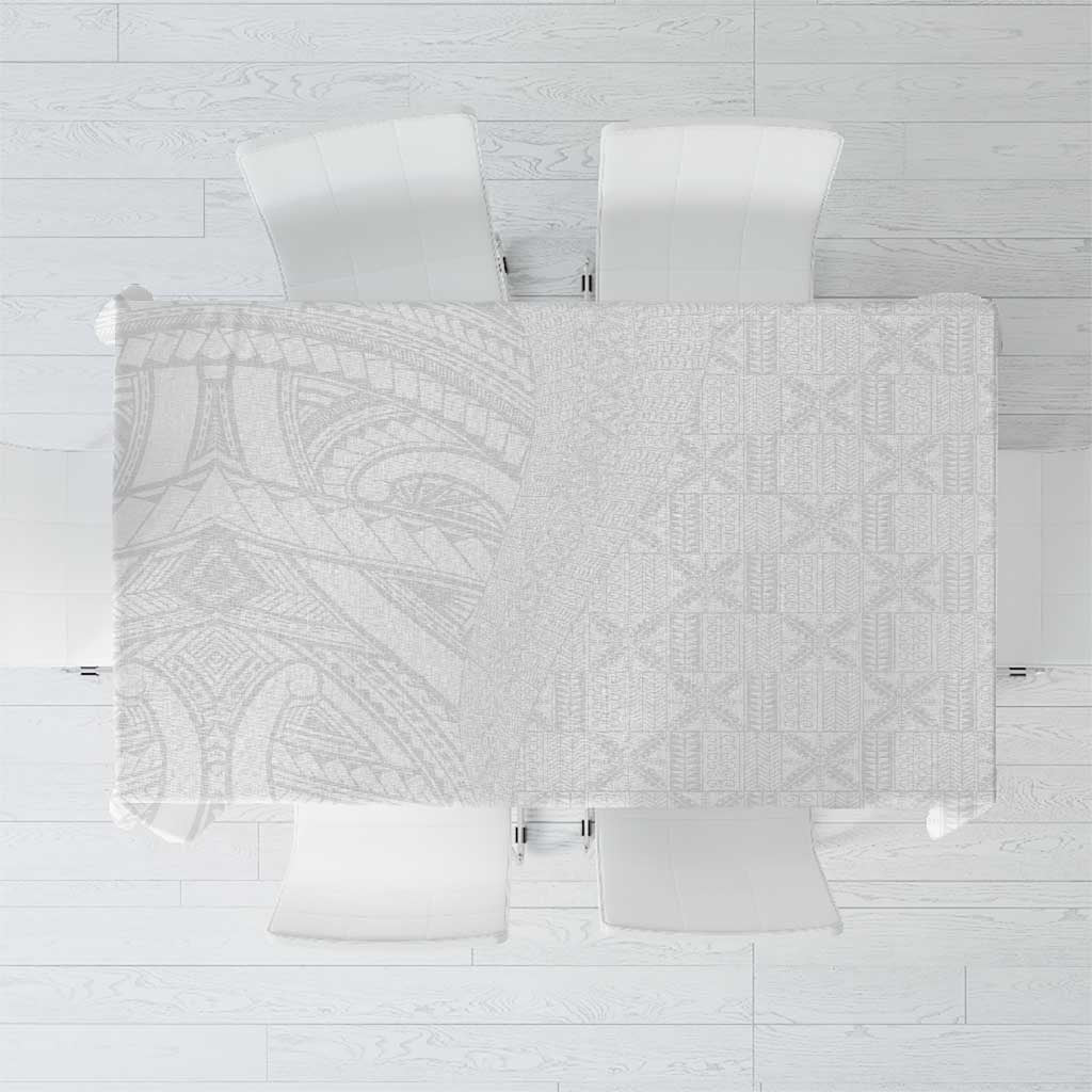 Niue White Sunday Tablecloth Hiapo Tribal Art Tattoos - Polynesian Pride
