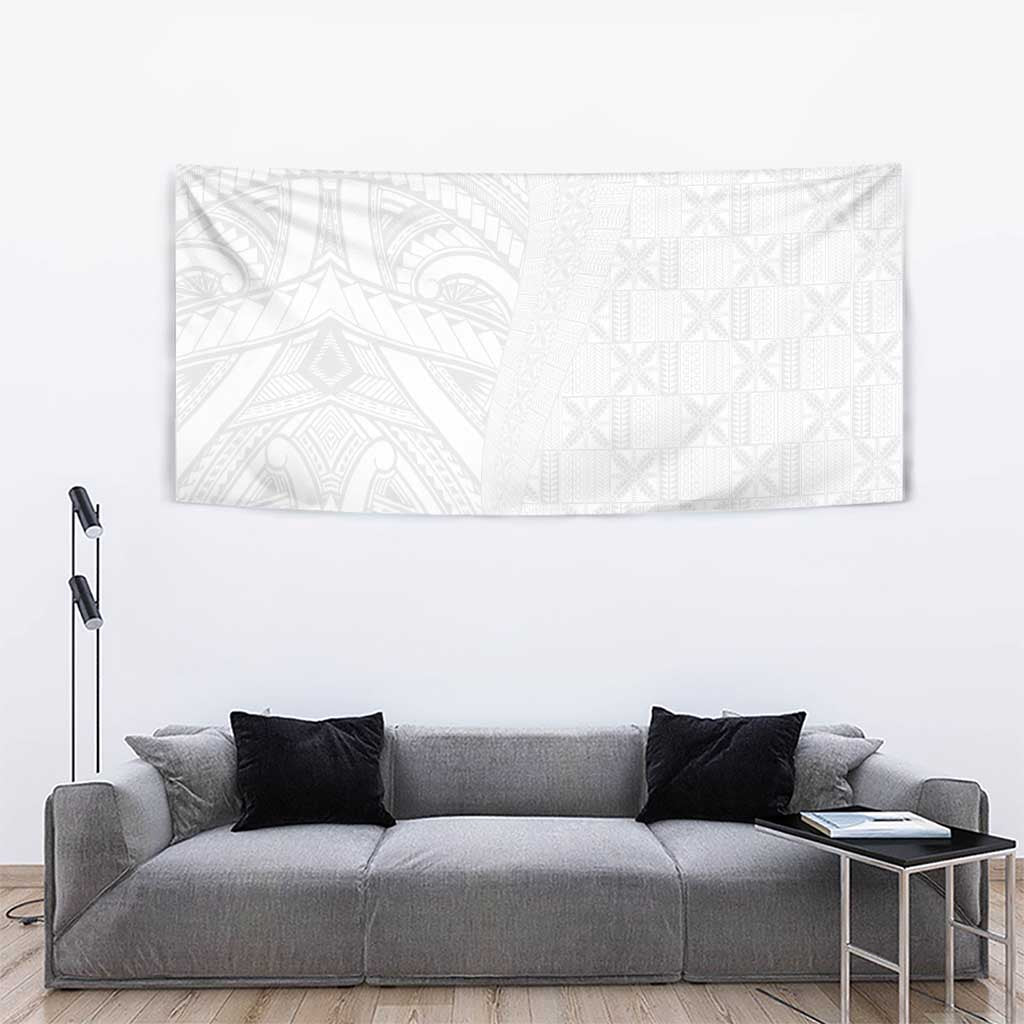 Niue White Sunday Tapestry Hiapo Tribal Art Tattoos - Polynesian Pride