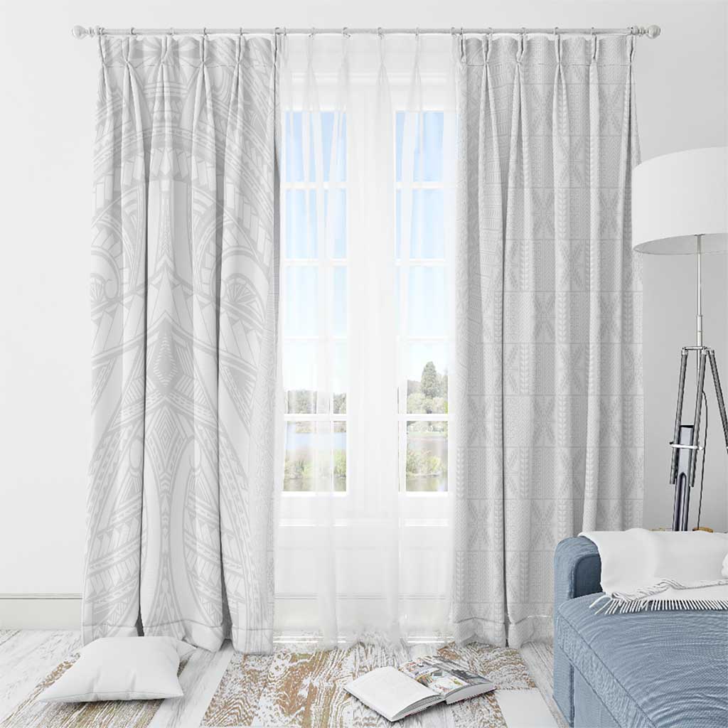 Niue White Sunday Window Curtain Hiapo Tribal Art Tattoos - Polynesian Pride