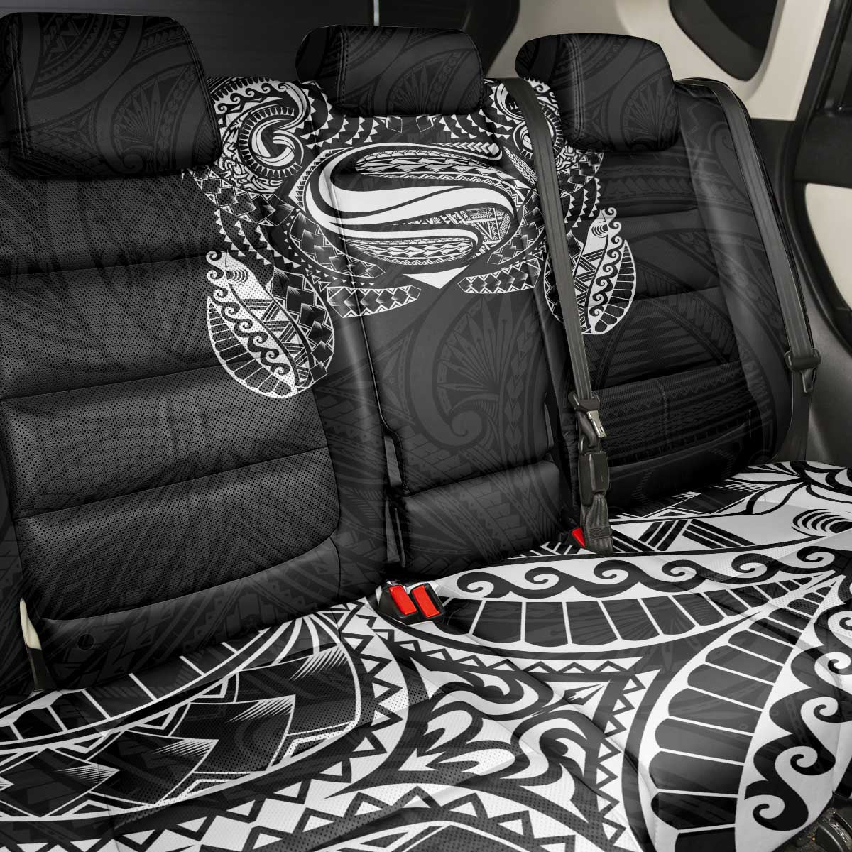 Super Samoan Traditional Tribal Art Tattoos Back Car Seat Cover Black Color - Polynesian Pride