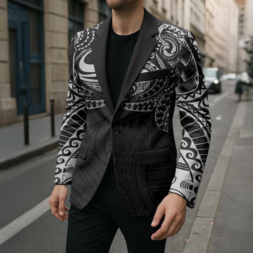 Super Samoan Traditional Tribal Art Tattoos Blazer Black Color - Polynesian Pride