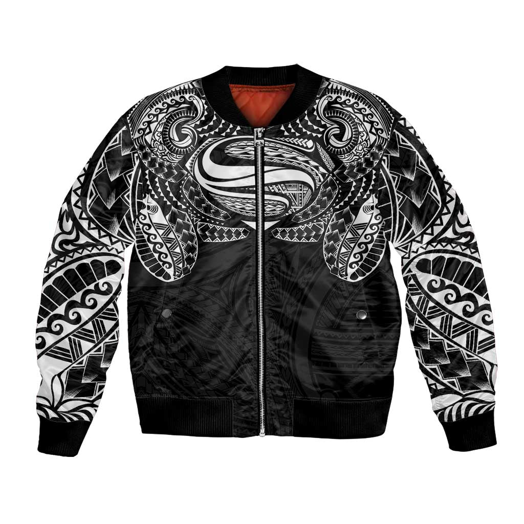 Super Samoan Traditional Tribal Art Tattoos Bomber Jacket Black Color - Polynesian Pride