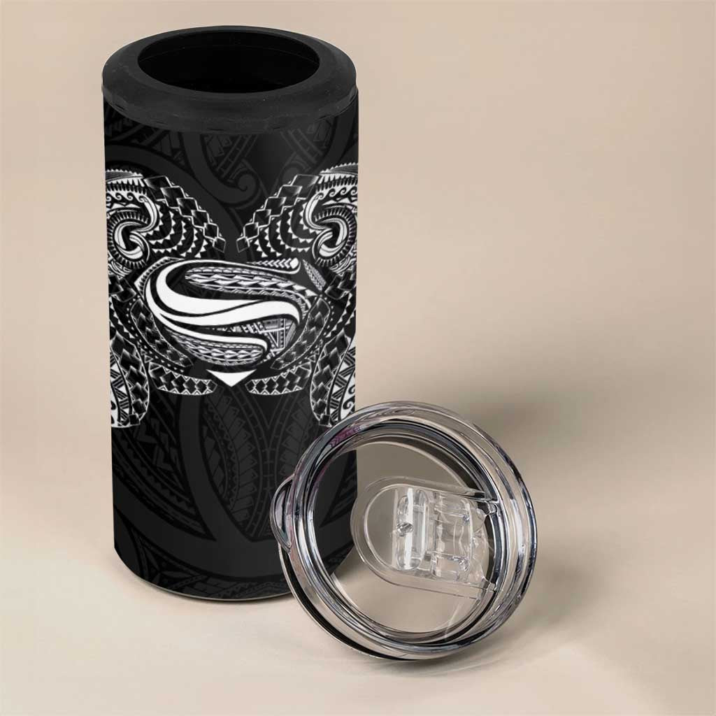 Super Samoan Traditional Tribal Art Tattoos 4 in 1 Can Cooler Tumbler Black Color - Polynesian Pride