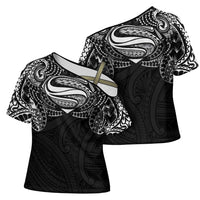 Super Samoan Traditional Tribal Art Tattoos Cross Shoulder Shirt Black Color - Polynesian Pride