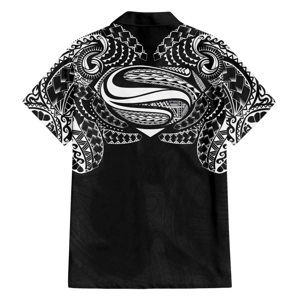 Super Samoan Traditional Tribal Art Tattoos Family Matching Off The Shoulder Long Sleeve Dress and Hawaiian Shirt Black Color - Polynesian Pride