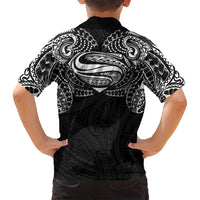 Super Samoan Traditional Tribal Art Tattoos Family Matching Tank Maxi Dress and Hawaiian Shirt Black Color - Polynesian Pride