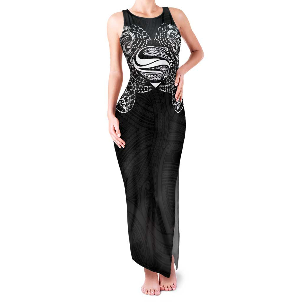 Super Samoan Traditional Tribal Art Tattoos Family Matching Tank Maxi Dress and Hawaiian Shirt Black Color - Polynesian Pride