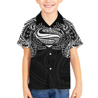 Super Samoan Traditional Tribal Art Tattoos Family Matching Tank Maxi Dress and Hawaiian Shirt Black Color - Polynesian Pride