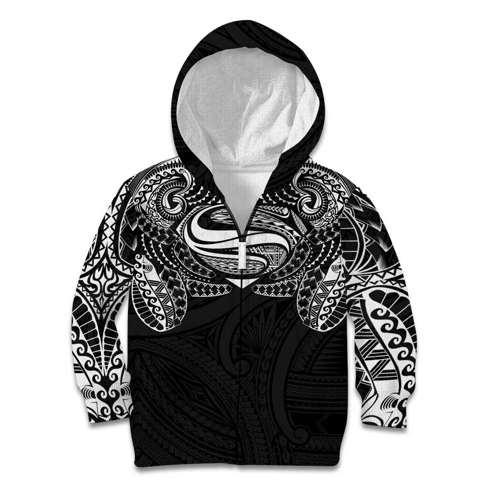 Super Samoan Traditional Tribal Art Tattoos Kid Hoodie Black Color LT03 Zip Hoodie Black - Polynesian Pride