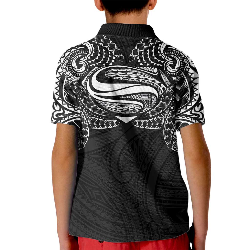 Super Samoan Traditional Tribal Art Tattoos Kid Polo Shirt Black Color LT03 - Polynesian Pride