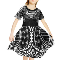 Super Samoan Traditional Tribal Art Tattoos Kid Short Sleeve Dress Black Color LT03 - Polynesian Pride