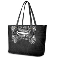 Super Samoan Traditional Tribal Art Tattoos Leather Tote Bag Black Color - Polynesian Pride