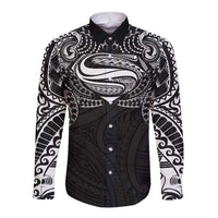 Super Samoan Traditional Tribal Art Tattoos Long Sleeve Button Shirt Black Color LT03 Unisex Black - Polynesian Pride