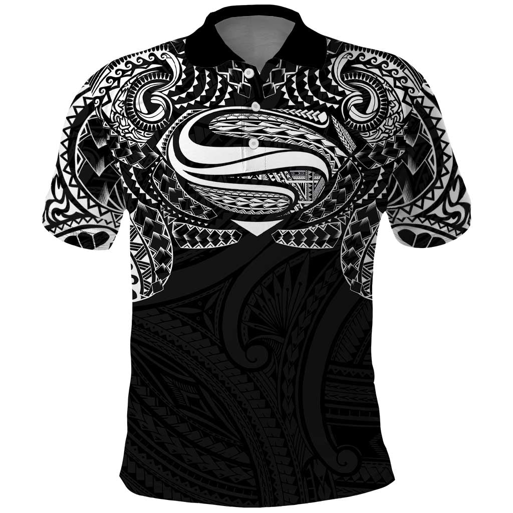 Super Samoan Traditional Tribal Art Tattoos Polo Shirt Black Color - Polynesian Pride