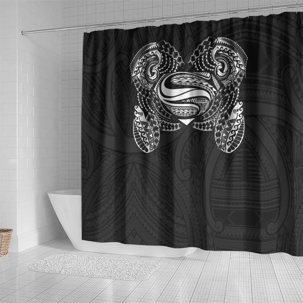 Super Samoan Traditional Tribal Art Tattoos Shower Curtain Black Color - Polynesian Pride