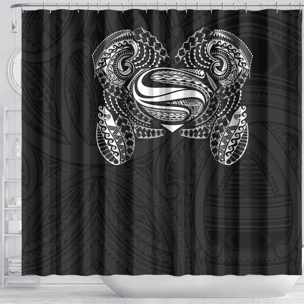 Super Samoan Traditional Tribal Art Tattoos Shower Curtain Black Color - Polynesian Pride