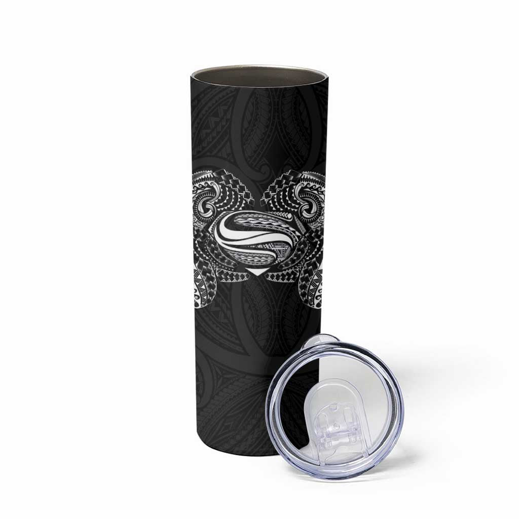 Super Samoan Traditional Tribal Art Tattoos Skinny Tumbler Black Color - Polynesian Pride