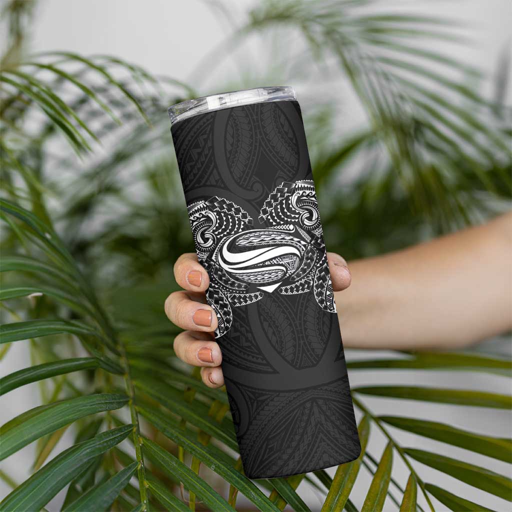 Super Samoan Traditional Tribal Art Tattoos Skinny Tumbler Black Color - Polynesian Pride