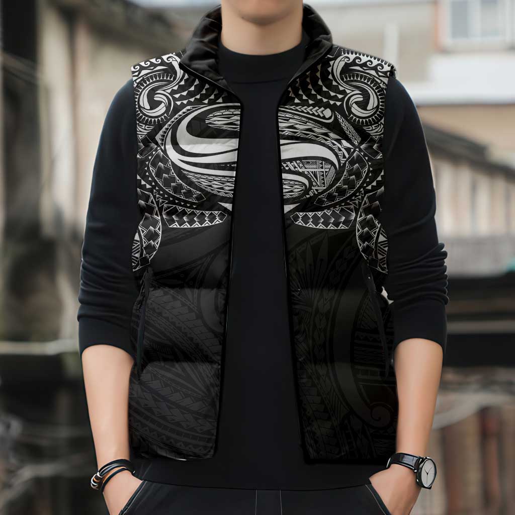 Super Samoan Traditional Tribal Art Tattoos Sleeveless Puffer Jacket Black Color LT03 - Polynesian Pride